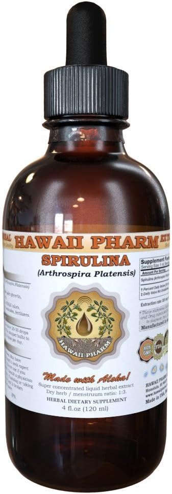HawaiiPharm Spirulina flytende ekstrakt, Organic Spirulina (Arthrospira platonsis) Tinktur, Herbal Supplement, laget i USA, 2 fl.oz