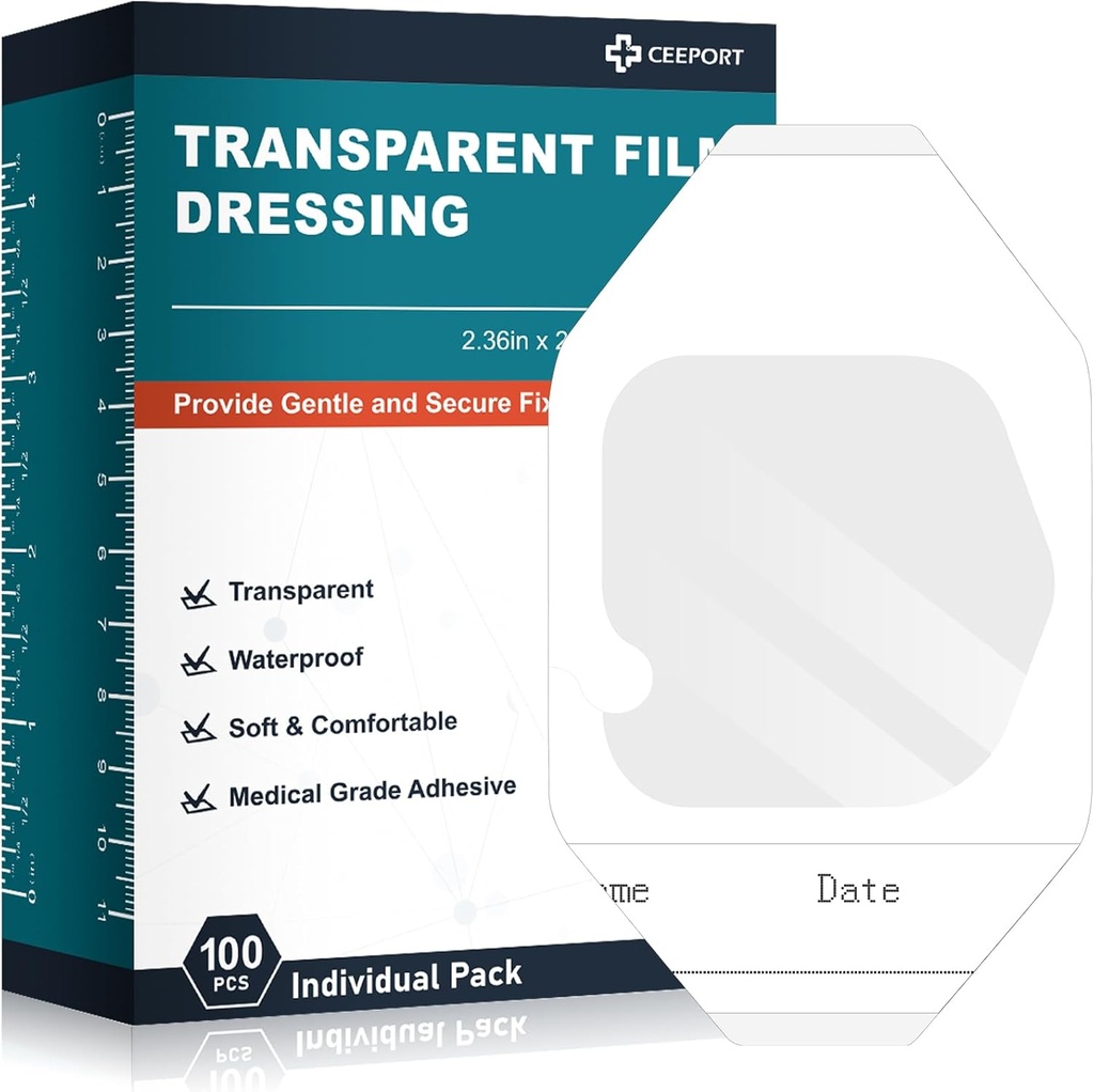 Transparent filmkjoling 2.36" x 2.75", 100 pakker Vanntett sårbandasje klesmerker, sårdeksellapper for Post Kirurgisk dusj, IV Shield, Tattoo Aftercare Bandage