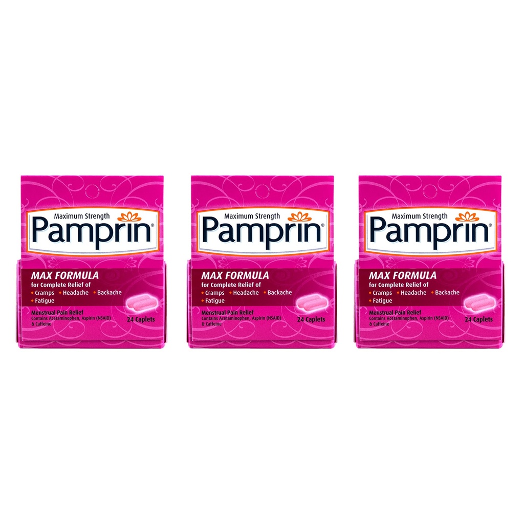 Pamprin maksimal styrke formel, 24 kapell (pakke med 3)