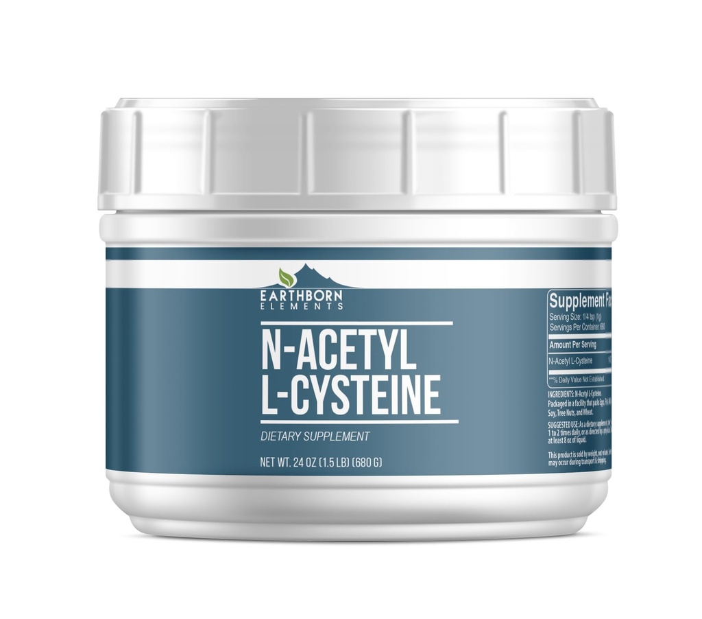 Jordborne elementer N-Acetyl L-cysteine (1,5 lb), kosttilskudd, forseglbar tub
