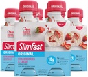 SlimFast Meal Replacement Shake, Original Strawberry & Cream, 10g Klar til å drikke Protein For Vekttap, 11 Fl. Oz Flaske, 4 greve (Pack of 3) (Packing May Vary)