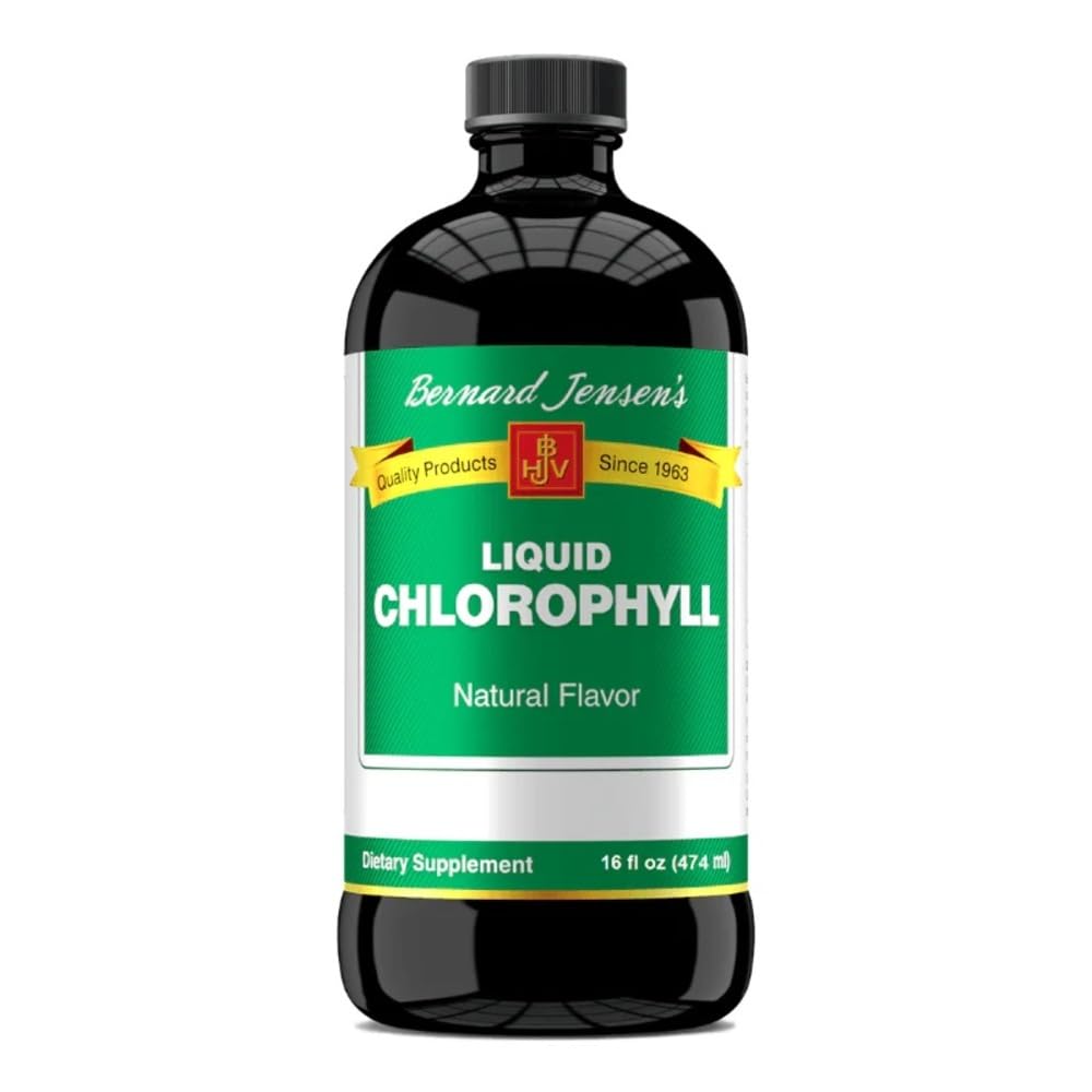 Bernard Jensens 100% ren naturlig klorofyll flavor flytende kosttilskudd | Fremmer Alkaline Ph | Hjelper til å rense blod | 16 Fluid Ounce (474 ml)