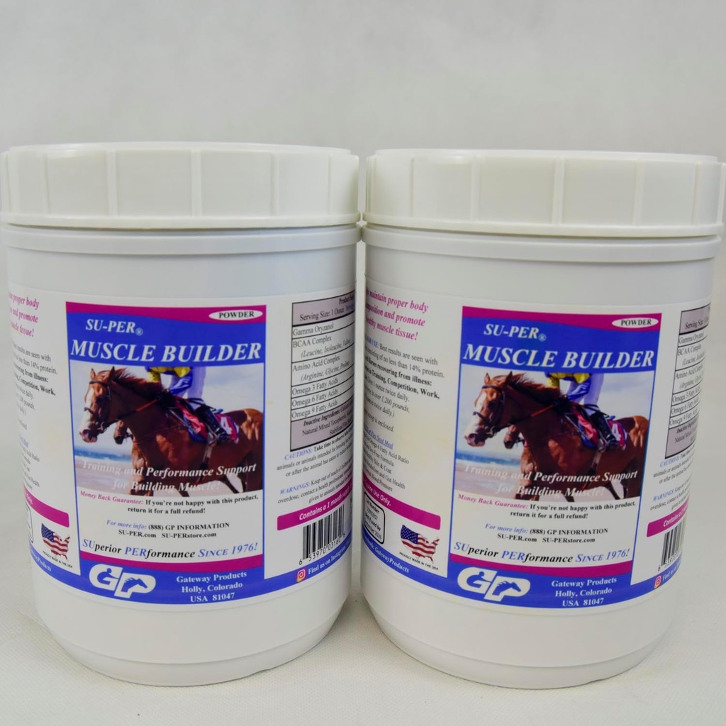 SU-PER Muscle Builder Horse Supplement - Opplæring og ytelse støtte for å utforske muskel - 2,5 pund, (2 pakke)
