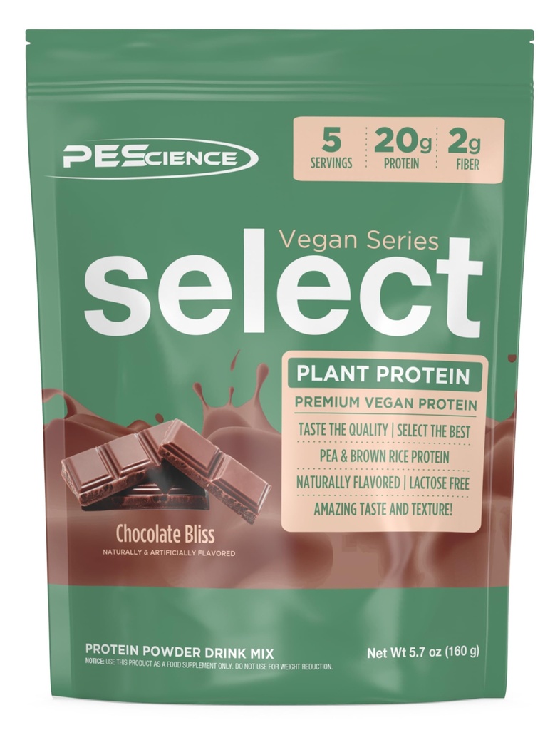 PEScience Velg Vegansk Protein pulver, Plant Basert protein pulver, Amazing smak, glatt tekstur, Pea og brun ris blanding, mørkefri, Laktosefri, Glutenfri - Sjokolade bless, 5 serveringer