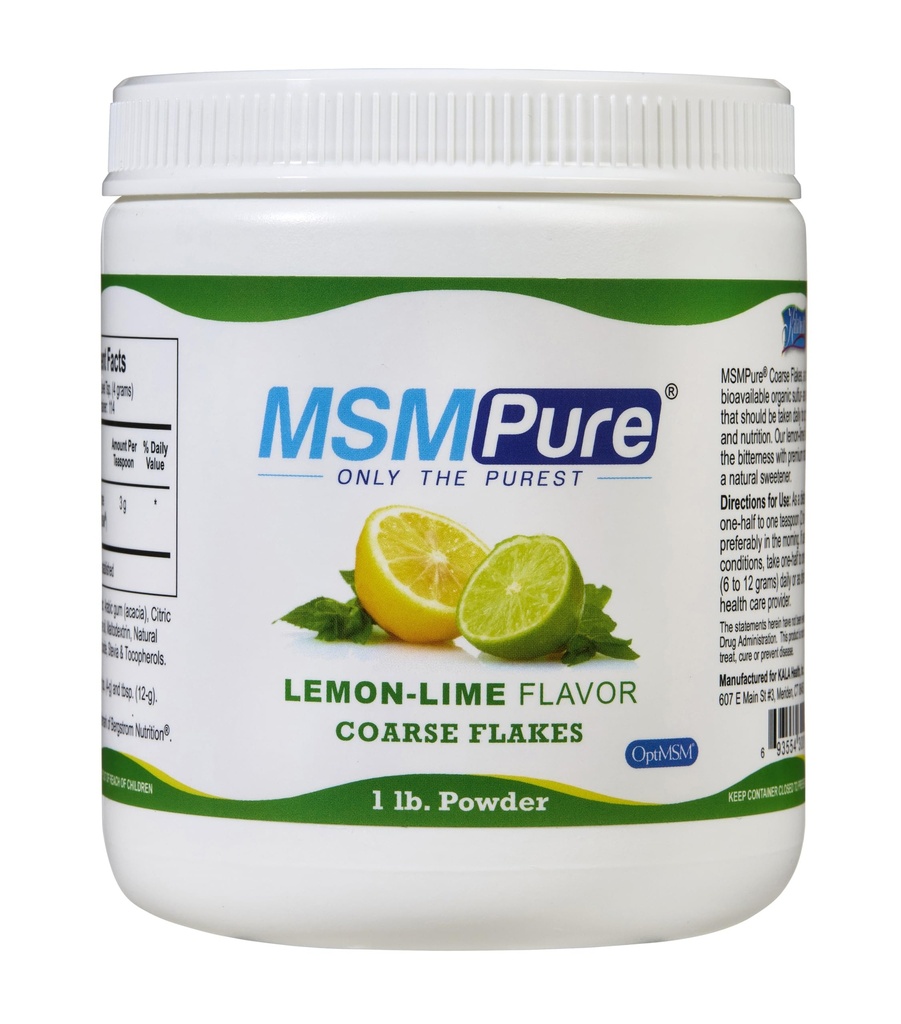 KALA Helse MSMPure sitron Lime Flavored Coarse MSM pulverflasker - US-Made MSM for felles helse, hud utseende, og hår & negle støtte - 1 lb, organisk svovel