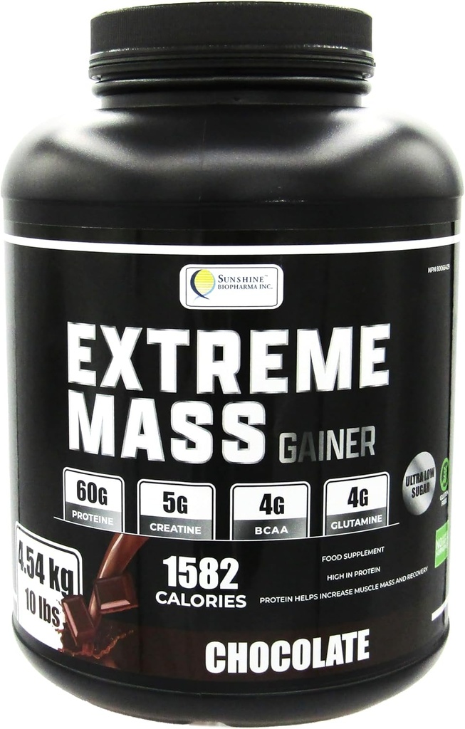 Ekstrem masse vekt gevinster muskelbygger, 10 lb (4,54 kg) med mindre sukker for intens trening laget av høy kaloriforsterket myseprotein (kolade)