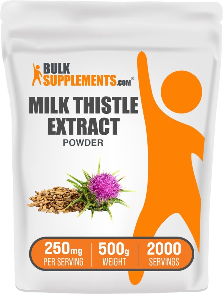 BulkSupplements.com Melk Thistle Ekstrakt pulver - Herbal Supplement, Melk Thistle Supplement - Glutenfri, 250 mg per servering, 500g (1,1 lbs) (Pack of 1)