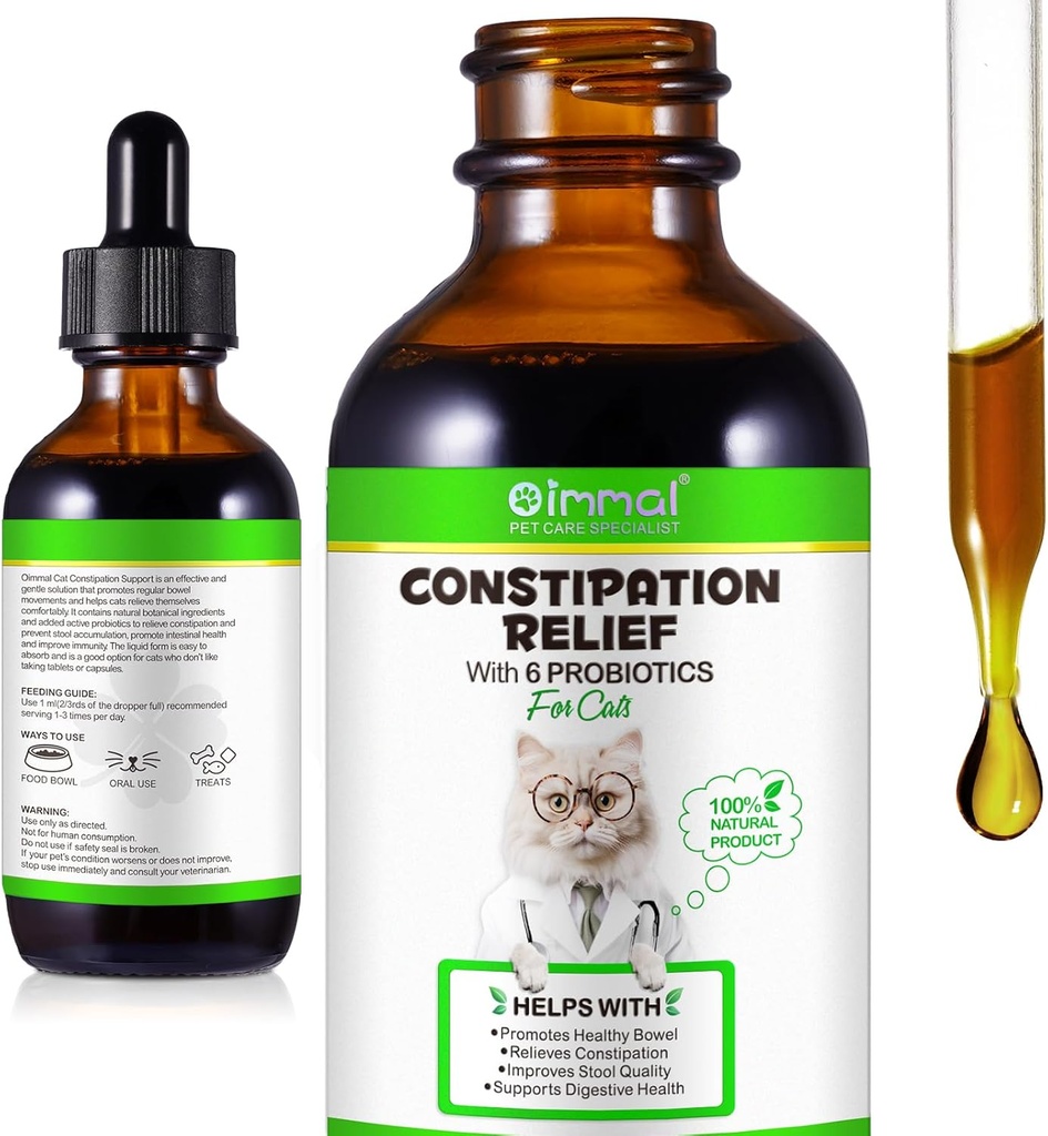 Kattavlastende lindring, 2 Fl Ozavlastende lindring for katt, Cat Laxative, Cat Laxative Acceleration Relief, Stool Softener, støtter Digestiv helse