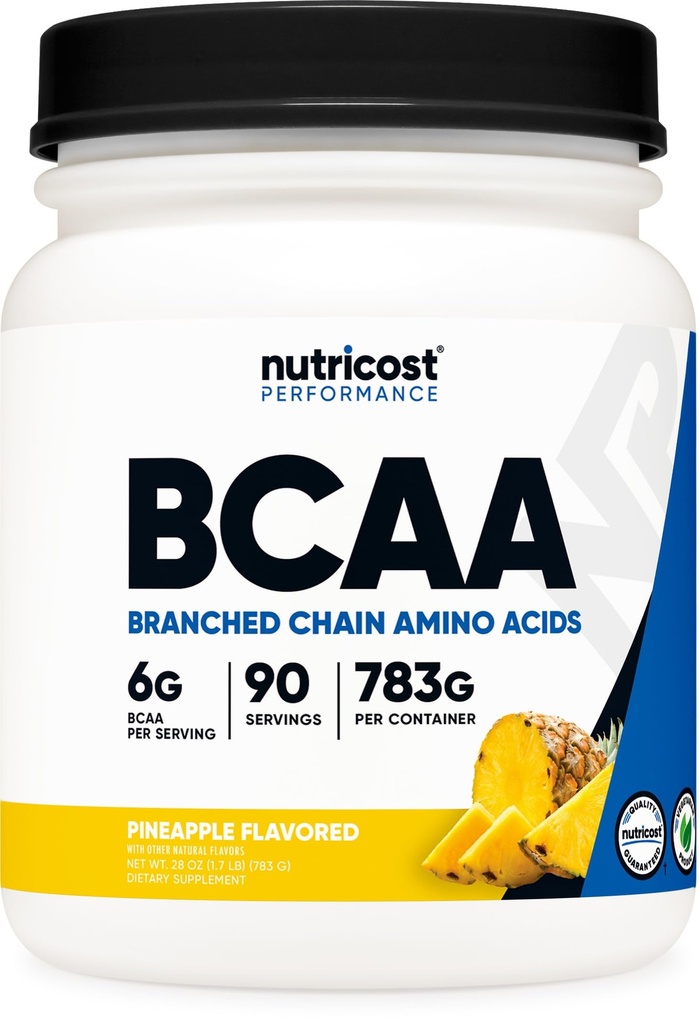 Nutricost BCAA pulver (Pineapple, 90 Serverer) - Optimal 2:1:1 Forhold