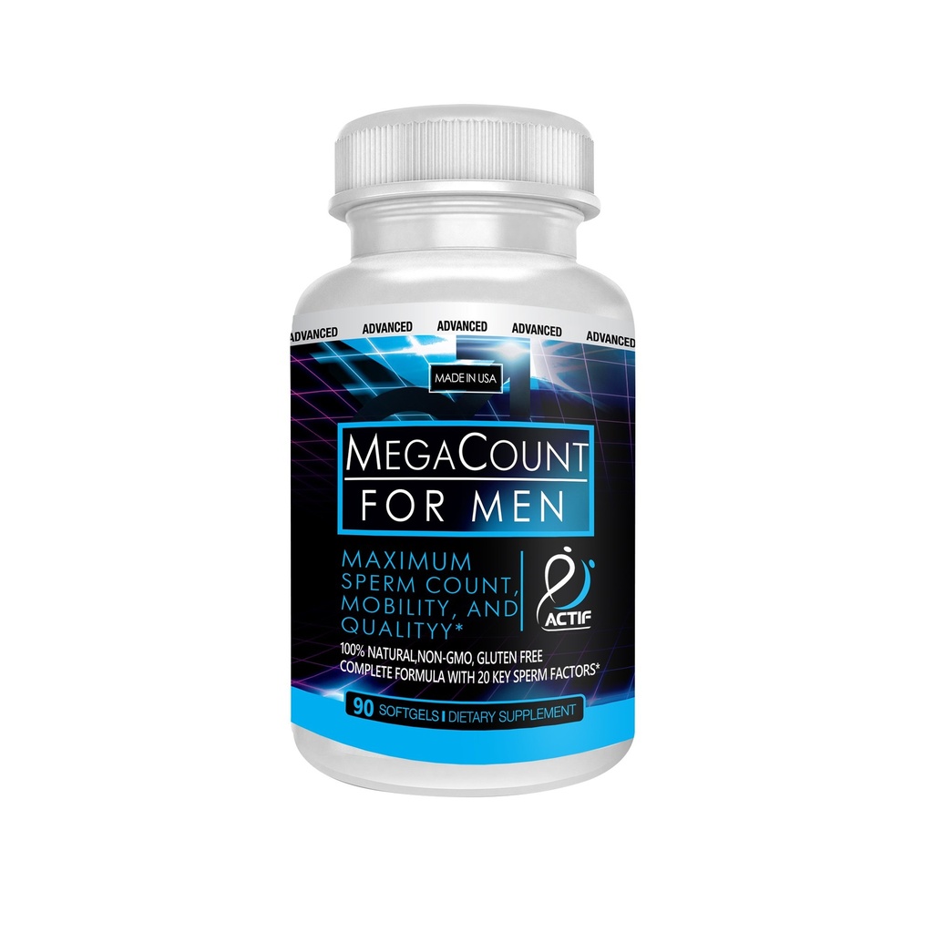 ACTIF MegaCount for menn - Maksimal fertilitetsstøtte og Sperm Count Booster, klinisk bevist å forbedre Sperm Count and Motilitet - Ikke-GMO, laget i USA, 90 count