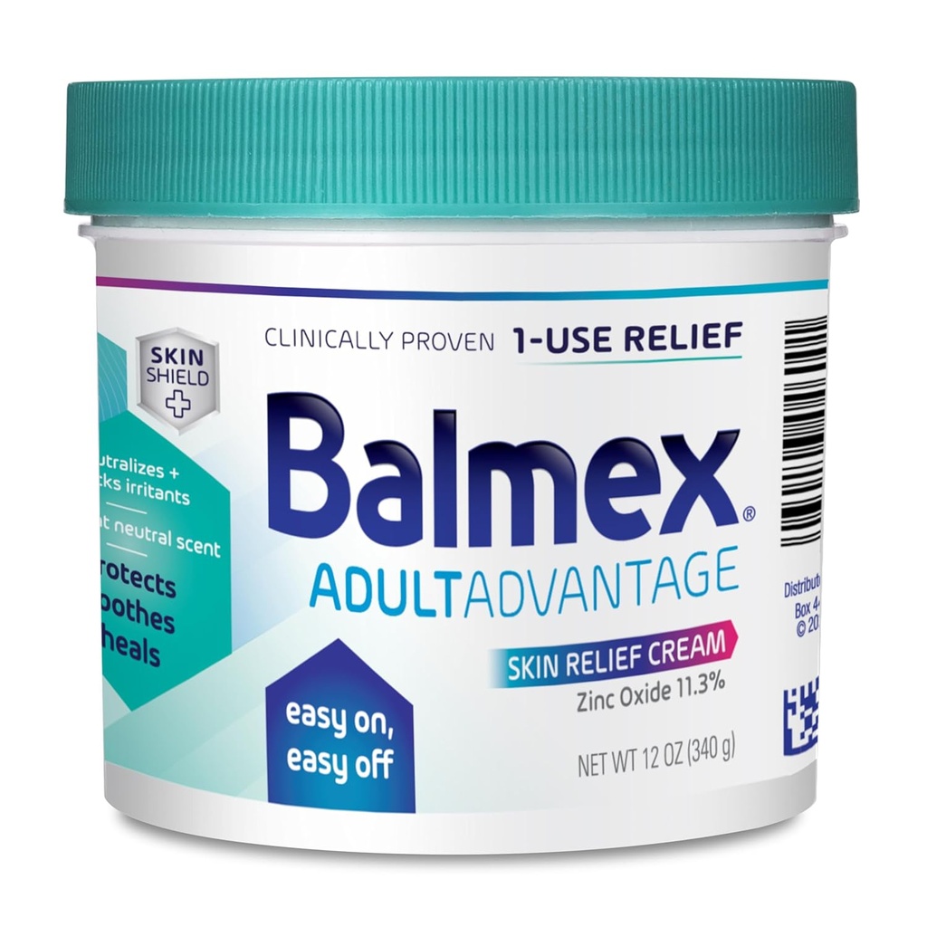 Balmex Adult Rash Relief Barrier Krem For Inkontinens omsorg, Easy-On, Easy-Off, 12oz