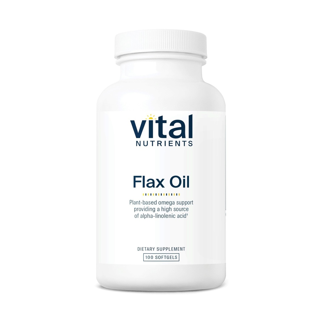 Vitale næringsstoffer Flax Seed Oil 3000 mg | Kaldt presset Flax olje med høy konsentrasjon av ALA for hjertehelse * | Gluten, myk og soya gratis | Ikke-GMO | 100 Softgels