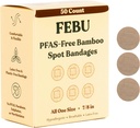 FEBU Eco-vennlig Bamboo Fabric Bandages ® PFAS Free Bandages for Scrapes & Cuts ® Fleksibel stoff Bandage  enhver komponerbar, Latex Free Bandage ® 50 Count Spot