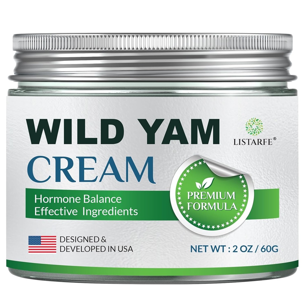 Wild Yam krem for hormonbalanse, organisk vill yam krem for kvinner for varme blits og natt sweats menopause relief, 2 oz
