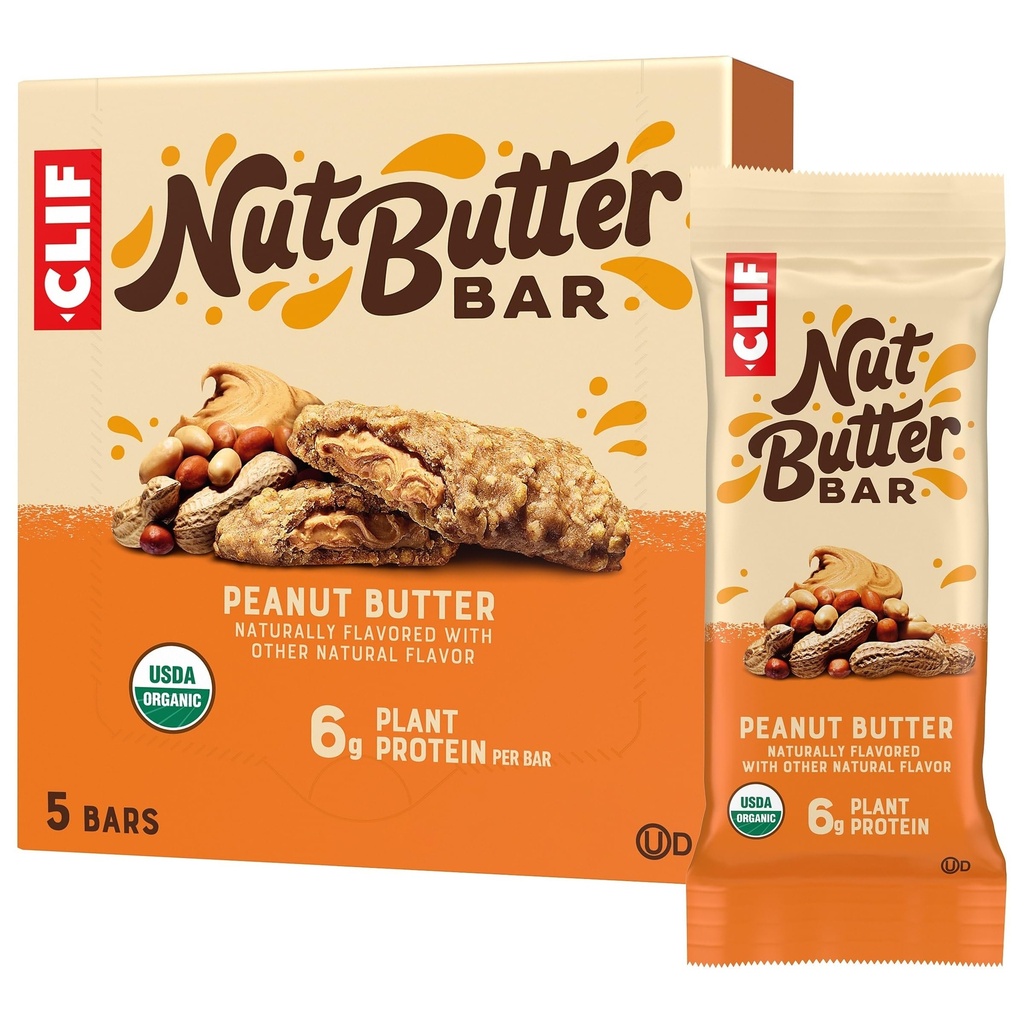 CLIF Nut Butter Bar - Peanut Butter - fylte energibarer - ikke-GMO - USDA organisk - Plant-basert - lav glykemisk - 1.76 oz. (5 Pakke)
