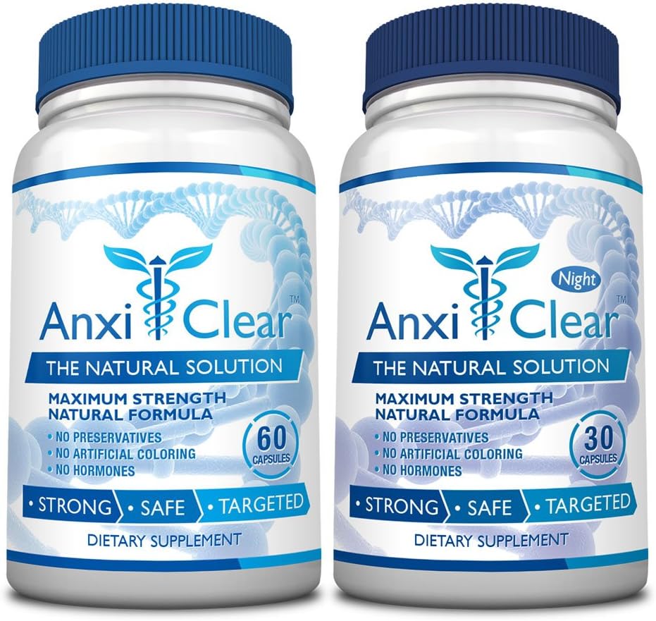 Forbrukerhelse AnxiClear - Boosts Mood, Calms The Mind, hever Serotonin nivåer - 5-HTP, L-thianine - 1 dag + 1 natt
