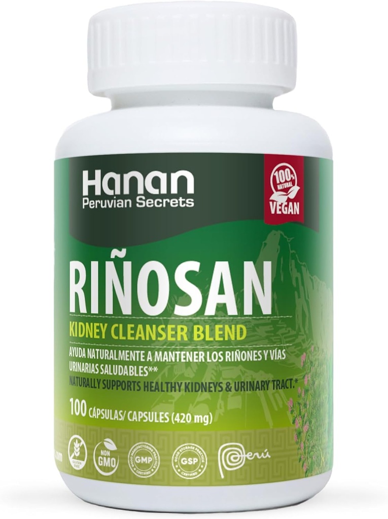 Hanan Rinosan Nurnal Cleanser Blande | 100 kapsler | Naturlig hjelpemidler i å støtte sunn nyre- og urinveistraktfunksjon