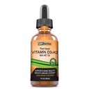 Vegan vitamin D3 + K2 (MK-7) flytende dråper med MCT olje, peppermynteflavor, hjelper støtte sterke bein og sunn hjerte
