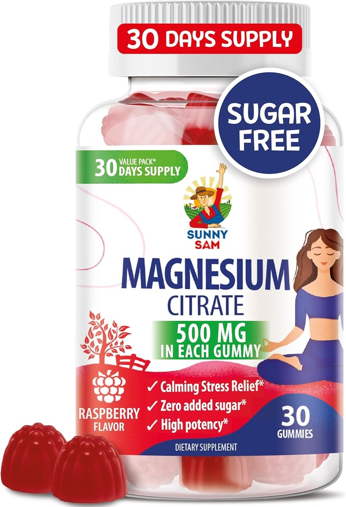 Magnesium Gummies for barn og voksne - 500 mg - Rolig Magnesium Chews - Magnesium Citrate Chewable Supplement for Mood & Muscle Support
