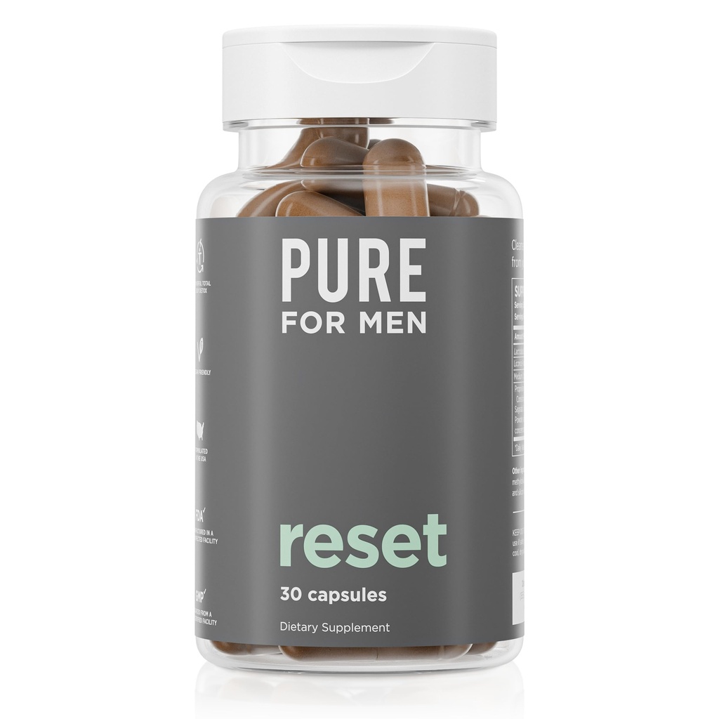 Pure for menn Detox Supplement, Tilbakestille | Fremmer Digestive & Gut helse, hjelper fjerne toksiner og støtter immunsystem, Colon Cleanse | 30 Kapsler