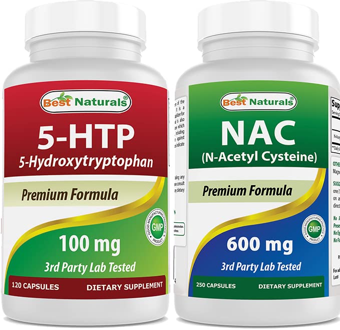 Best Naturals 5-HTP (5-hydroksytryptofan) 100 mg & NAC - N Acetyl Cysteine 600 mg