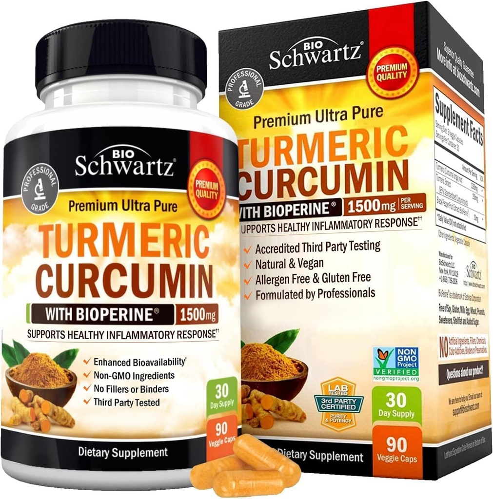 BioSchwartz Turmeric Curcumin 1500 og magnesium Bisglicinate Bundle