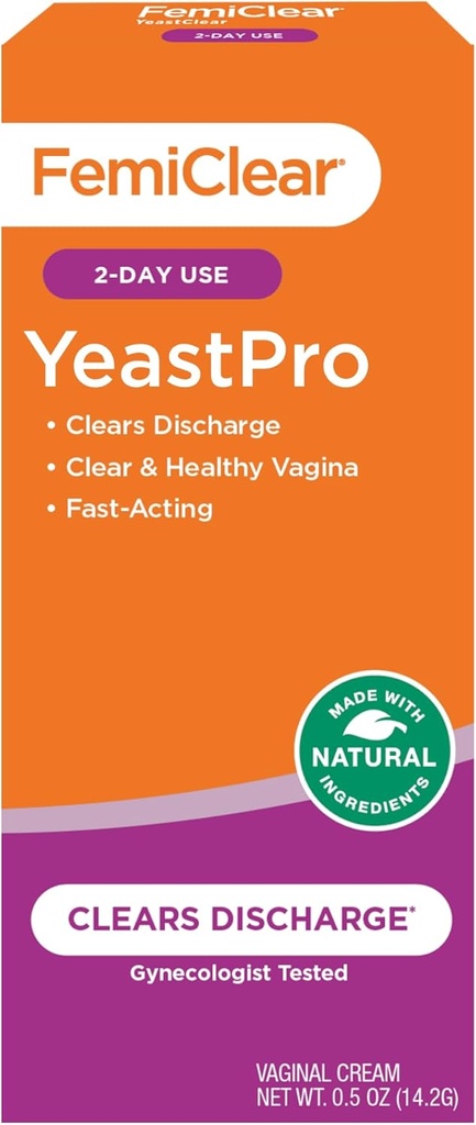 FemiClear YeastPro Krem, Fjerner utslipp, Fast-Acting, laget med naturlige ingredienser, gynekolog testet, 0.5oz krem