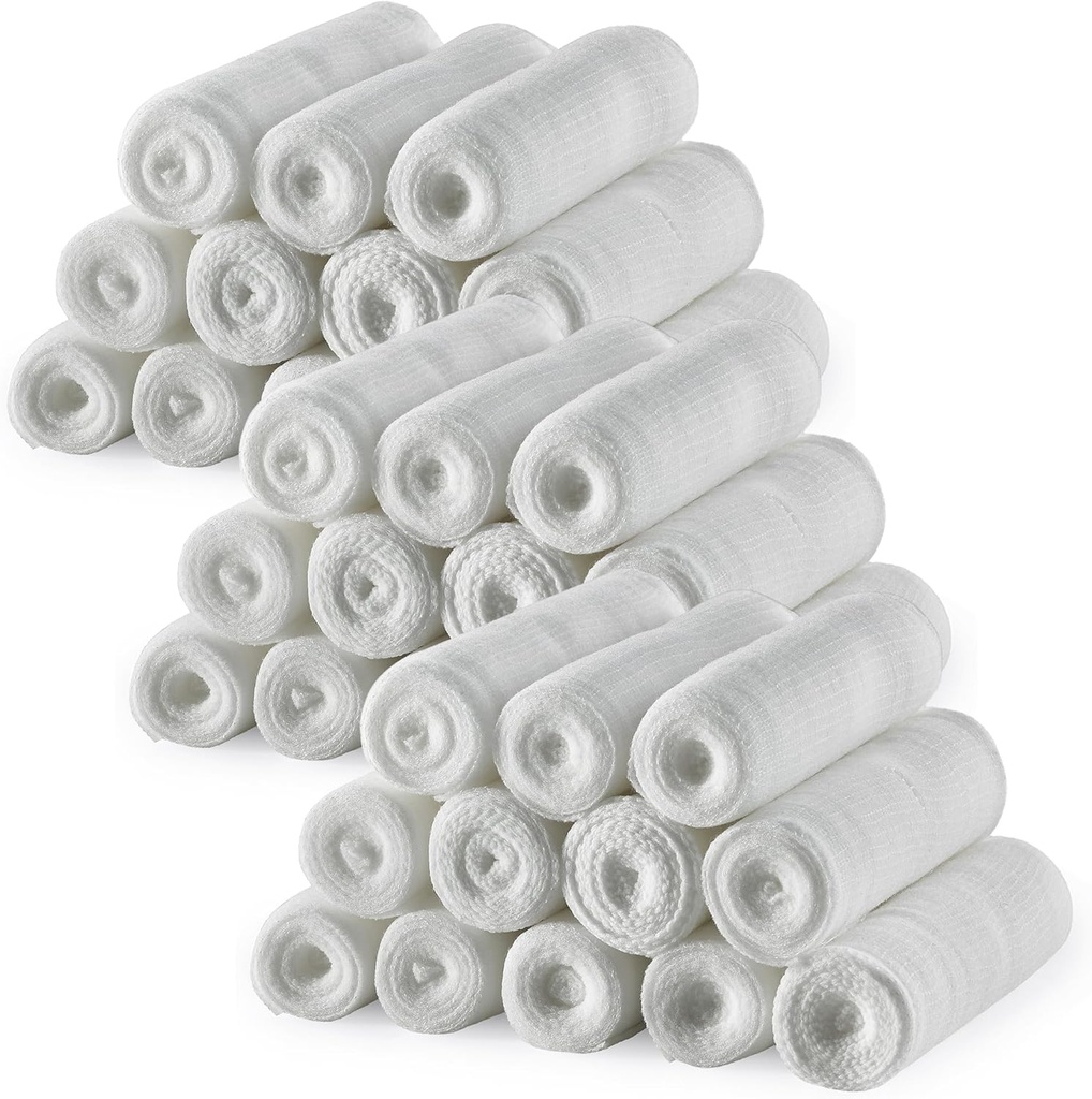 Medca Gauze Bandage Rolls - 36 Pack, 4 i x 4.1 Yards Per Roll, Medisinsk Grade Stretch Ompakning for kjole Alle typer sår og førstehjelpssett (4-tommers, 36 stk)