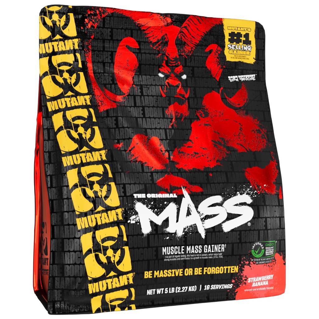 Mutant Mass | Vekt Mass Gainer Protein Powder - høy Calorie Protein pulver for masse gevinst - Strawberry Banan - 5 pund