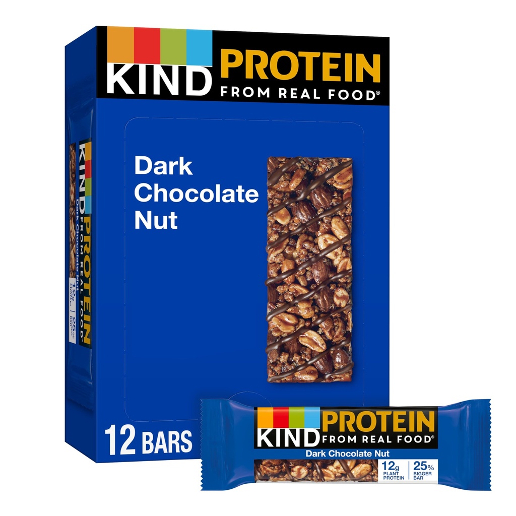 KIND Protein Snack Bar, Mørk sjokolade Nut, Sunn Snacks, Glutenfri, 12g Planteprotein, 12 greve