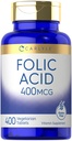 Carlyle Filic Acid 400 mikrog | 400 tabletter | Vegetarisk, ikke-GMO, Glutenfri Supplement