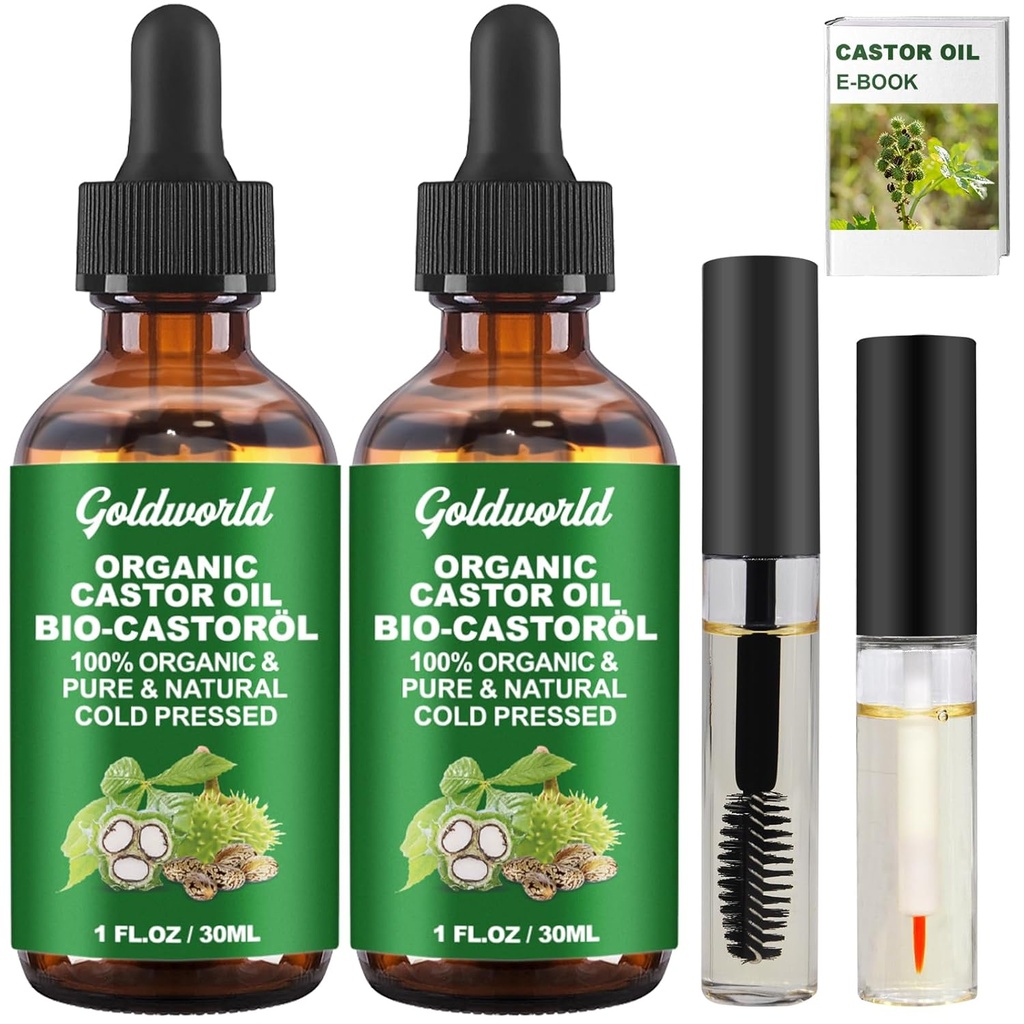 Castor olje organisk og ren kald presset uraffinert øyenvippe vekst serum, Hexan gratis glass flaske Lash, julegaver for kvinner strømper Stuffers