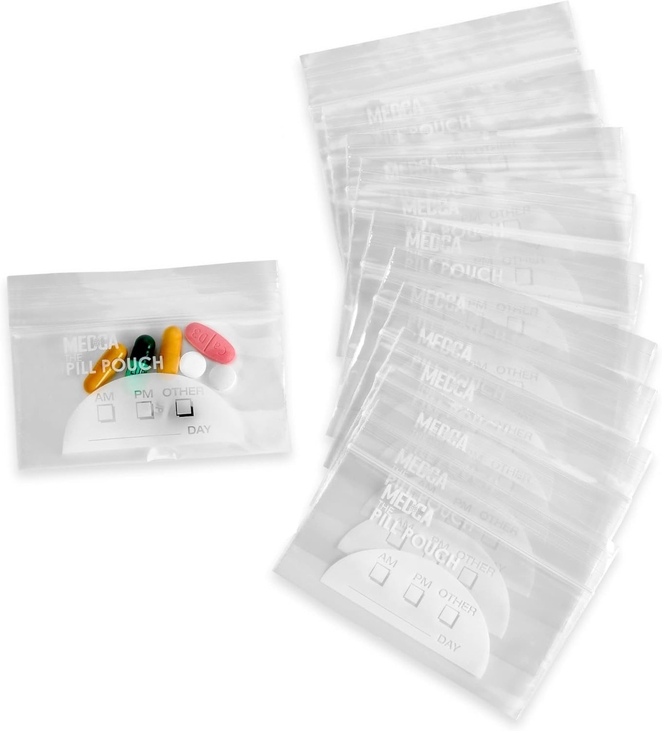 Pille poser - (pakke på 100) 4'' x 2.75" - 3 Mil BPA-fri, polypose disponerbar glidelås piller Baggies, daglig PM reisemedisinorganisator lagringsputer, best klar reusable med skrive-on etiketter