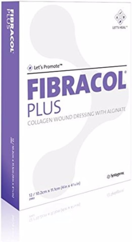532982 - FIBRACOL Plus collagen sår kjole 4 x 4-3/8, stor (12 pakke)