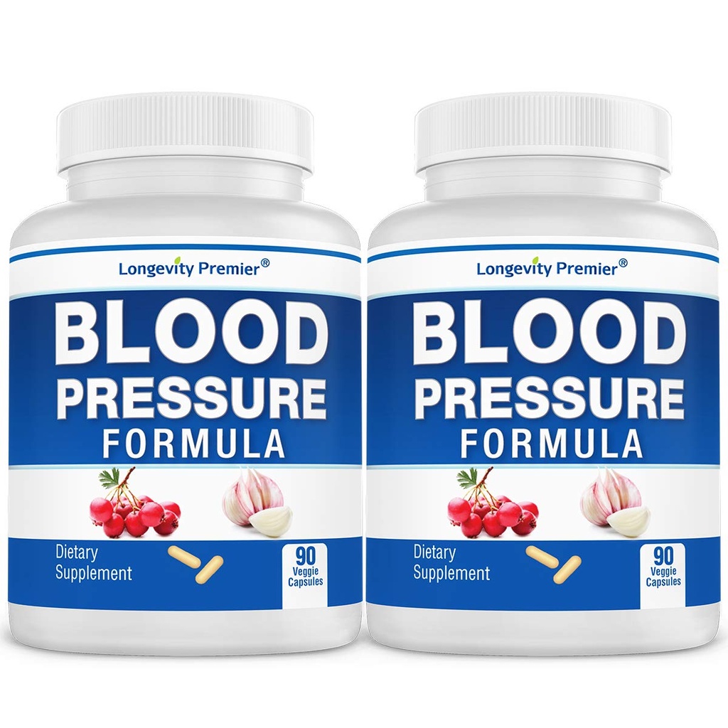 [2-Bottle Value Pack] Longevity Blood Pressure Formula -Vitenskapelig formulert med Hawthorn & 12+ Kvalitet alle naturlige urter