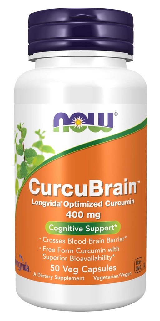 NU Supplements, CurcuBrainTM 400 mg med Longvida® Optimert Curcumin, 50 Veg Kapsler