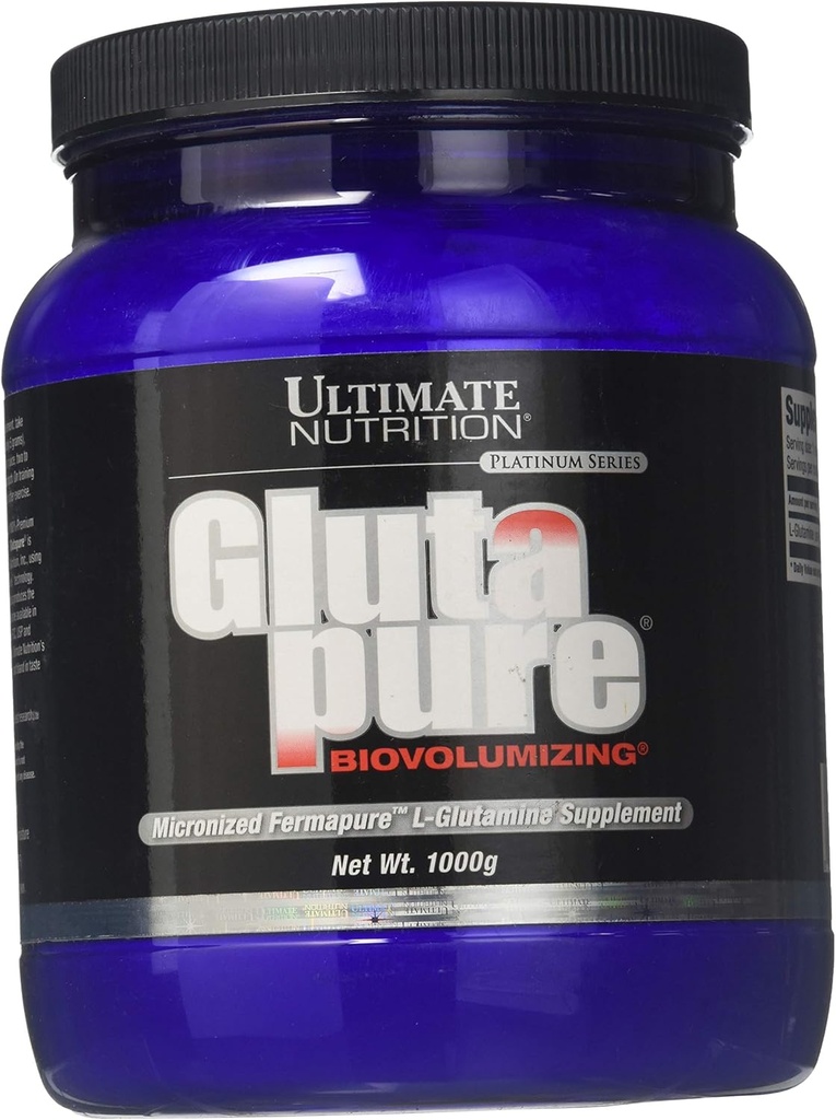 Ultimate Nutrition Gluta Ren Biovolunizing Mikronisert Fermapure L-Glutamin, Intestinal Helse Regulering, Muskelgjenvinning, Immunstøtte Supplement 1000G