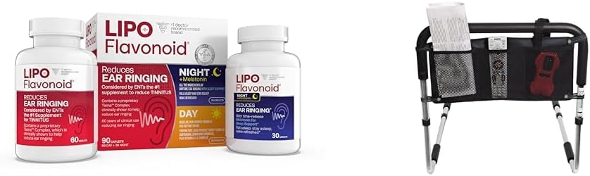 Lipo-Flavonoid dag & natt Combo Kit Tinnitus Relief, Essential Medisinsk Supply Universell Tre Pocket Bed Rail Tilbehør Pouch