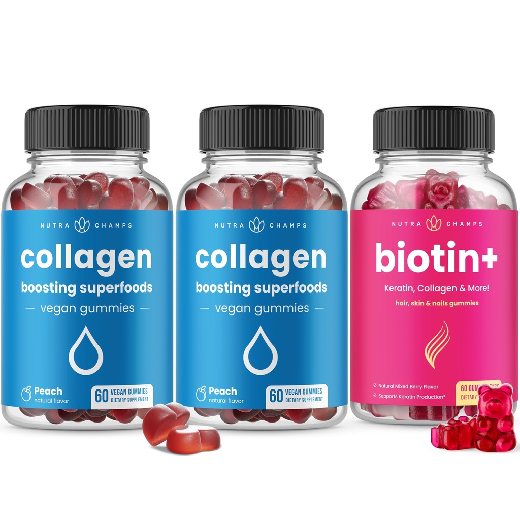 NutraCamps komplett hår, hud og negler Bundle - Biotin, kollagen, Keratin og mer