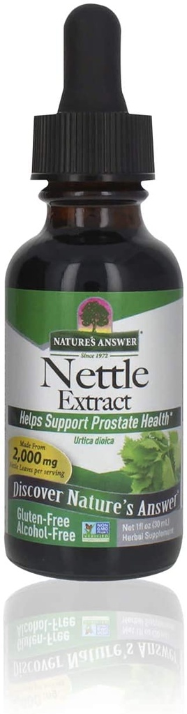 Naturens svar Nettle Leaf 1oz Ekstrakt | Prostate Suppot | Konsentrert Mørk Grønn Nettle Leaf Herbal Supplement | Ikke-GMO, Kosher, Glutenfri, & alkoholfri | Single Count