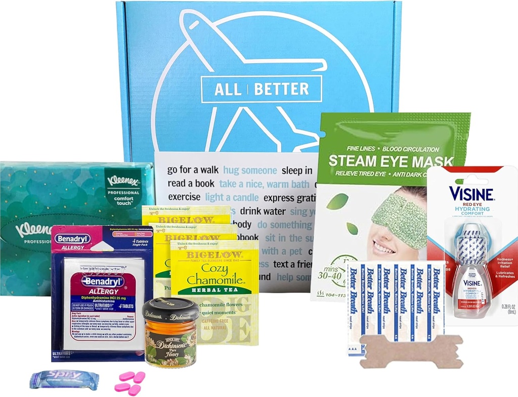 Alle Bedre Allergy Care pakke for syk venn med allergier eller Hayfever, Få godt snart gavekurv, boks nr. 07 (medium)