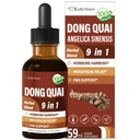 Dong Quai flytende kosttilskudd for kvinner, Angelica Sinensis Root Extract Tinktur støtte Menopause & PMS Relief, Hot Flashes, Herbal blanding drops med rød Clover Fenugreek. 2oz