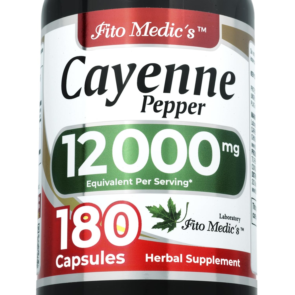 FITOCIC'S Lab | Cayenne Pepper Capsule Organic | Cayenne Pepper Extract | 600 mg 20:1 per  3- Capsule Servering | 180 Kapsler