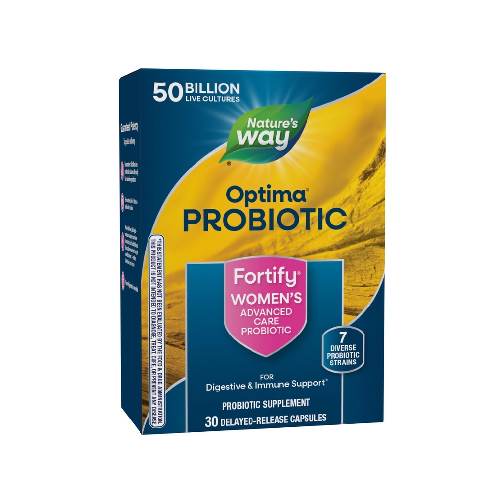 Naturens måte å styrke Optima Women's Probiotics, 50 milliarder levende kulturer, 7 strender, støtter Digestive og Immune Helse*, 30 kapsler (Packing May Vary)
