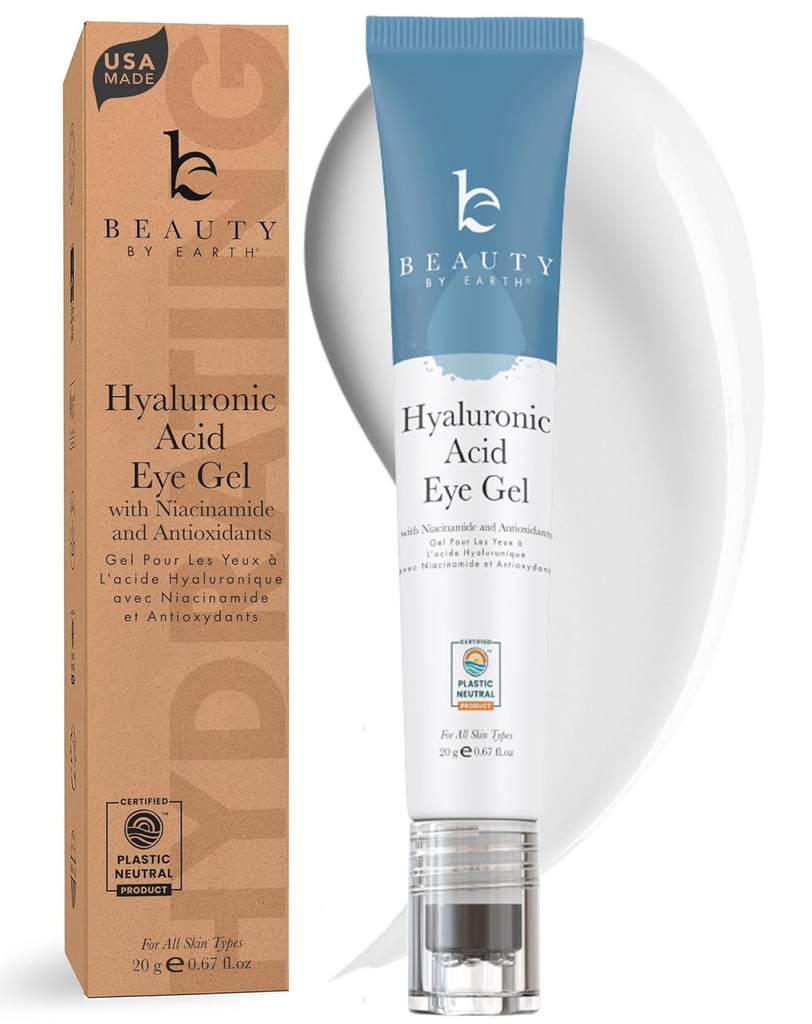 Beauty by Earth Under Øyekrem - Kjøle anti-aldring Hyaluronsyre Øyegel for mørke sirkler, Puffiness & Wrinkles