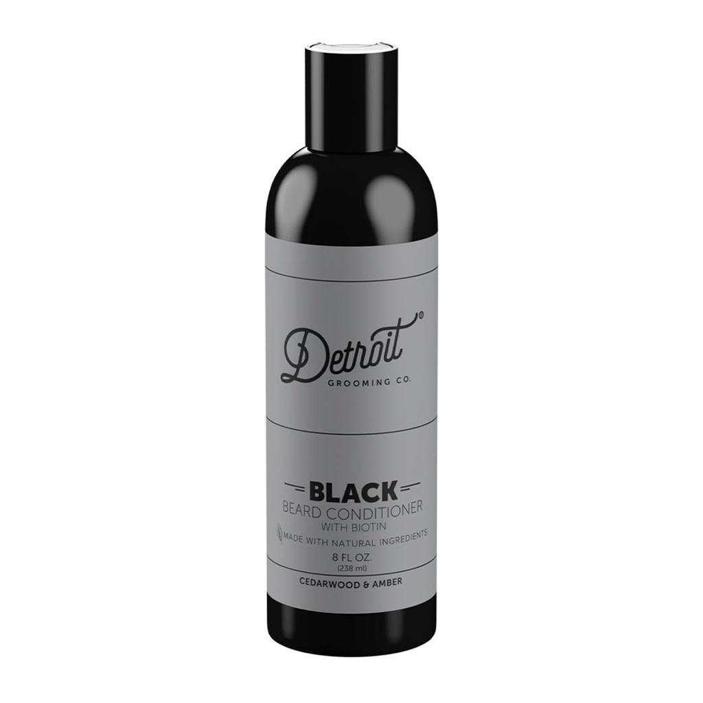 Detroit Grooming Co. Beard Conditioner med Apple Extract & Aloe Vera – Softing, Detangling og Hydrating Beard Conditioner – Black Edition (Cedarwood & Amber) - 8oz