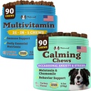 Naturlig hundeselskap Multivitamin og beroligende kosttilskudd Bundle, daglige næringsstoffer og angst lindring for hunder, støtte felles helse, hud og Coat, redusere stress fra støy og reise, essensielle vitaminer