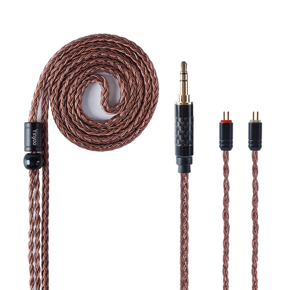 YINYOO øretelefon erstatning kabel 16 kjerner enkelt krystal kobber kabel øretelefon kabel for kz zst zs10-pro zsn-pro-x edx-pro zs10-pro-x dqs cca CRA c10 c12(2pins, 3,5 mm Jack)
