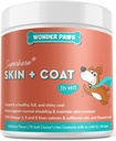 Wonder Paws Skin & Coat Supplement for hunder med lakseolje, Omega 3 & 6, EPA & DHA, fremmer sunn hud og Coat, kløende relief, felles og generell helse, Delicious Flavor, 70 hud og frakk Soft Chews