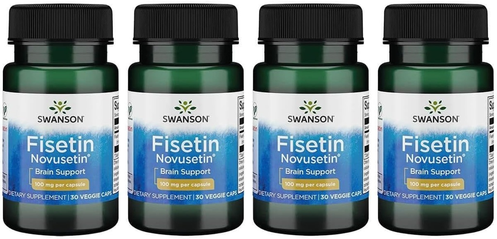 Swanson Fisetin Molekylær Lignende Apigenin, Luteolin og Quercetin 100 Milligrams 30 Veg Kapsler (4 Pack)